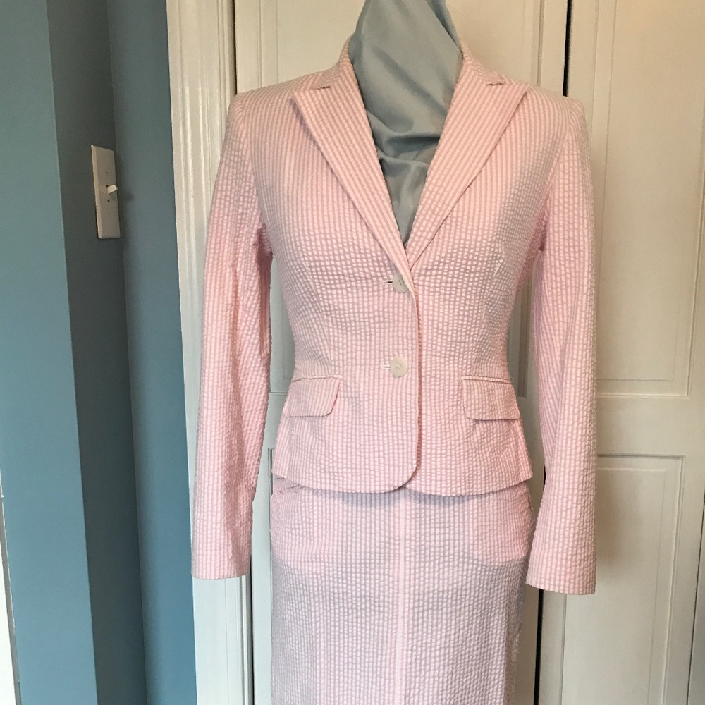 Pink Seersucker Blazer